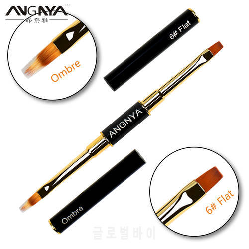 ANGNYA 1Pc Dual End Acrylic UV Gel Nail Brush Nail Extension Paint Powder Brush Thin Lines Stripe Liner Drawing Pen Metal Handle