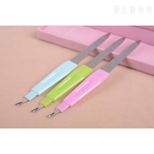Free Shipping 1 pc Nail Tool Metal Nail File,Emery board 2 in one nail file Pedicure File Cuticle Trimmer Remover Buffer