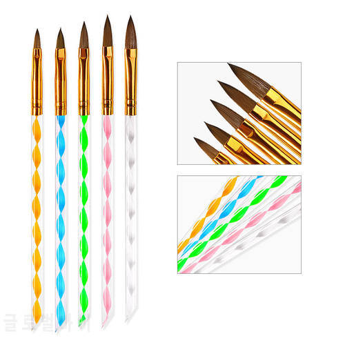 5 PCS /SET Nail Brush Kolinsky New Engraving Dotting Drawing Painting UV Gel Carving Pen Acrylic Beauty Nail Art Nail Tools