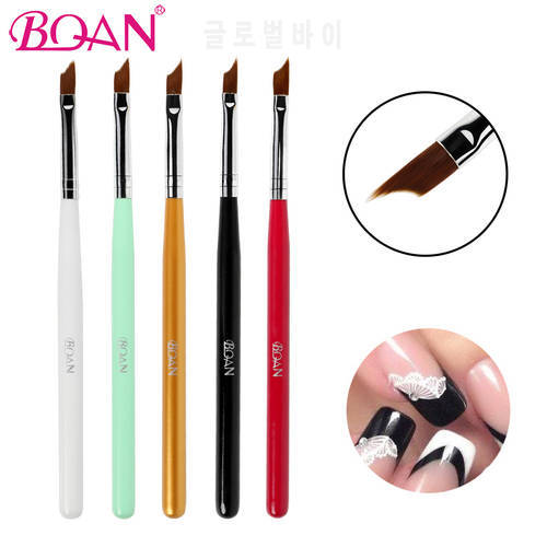 BQAN 1pc 6 Nail French Brush UV Gel Nail Painting Drawing Polishing French Tips Half Moon Design Manicure Pen