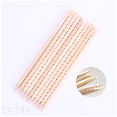 New 30/50pcs/lot Orange Wooden Nail Art Stick Double End Dead Skin Fork Cuticle Pusher Remover Pedicure Manicure Tools