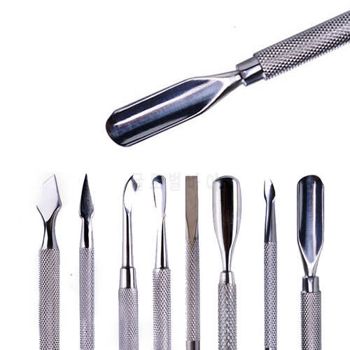 1Pc Non-Slip Nail Cuticle Remover AccessoriesStainless Steel Double Head Cuticle Pusher Nail Art Cleaner Care Tool