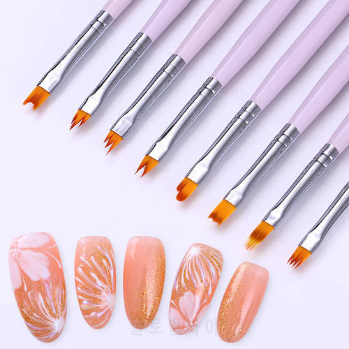 Gradient Acrylic Nails Paint Brush UV Gel Flower Drawing Pen Purple Handle Nail Art Tool,nail supplies for professionals