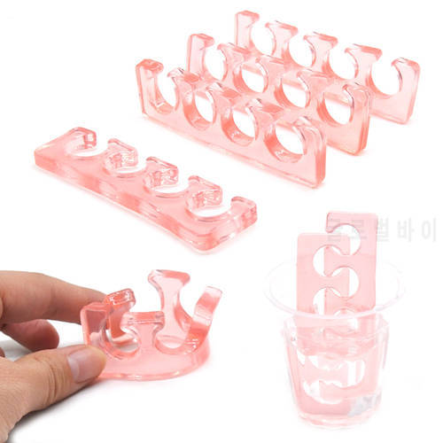 1 Pair(2 Pcs) Pink Silicone Nails Finger Separator Flexible Finger Toe Spacer Separation Soft Silica Straighteners Beauty Tools