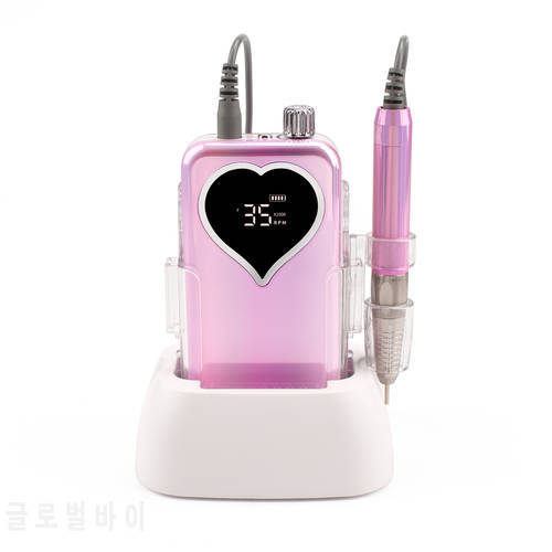 Brushless Gradient Pink Handpiece 35000rpm Portable Desktop Cordless Electric Nail Drill Polisher Manicure Rechargeable File