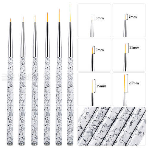 3Pcs/Set Marble Design Handle Nail Art Liner Brush 3D Tips Manicure Ultra-thin Line Drawing Pen UV Gel Brushes Painting Tools