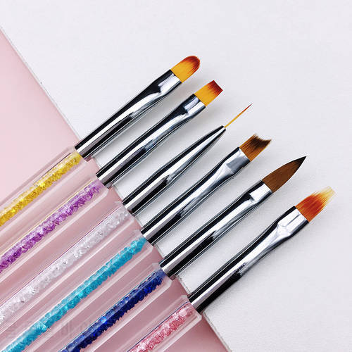 Nail Brush Set 2 In 1 Double Ends Dotting Drawing Painting Carving Dotting Pen Flat Fan Liner Acrylic Gel Brush set