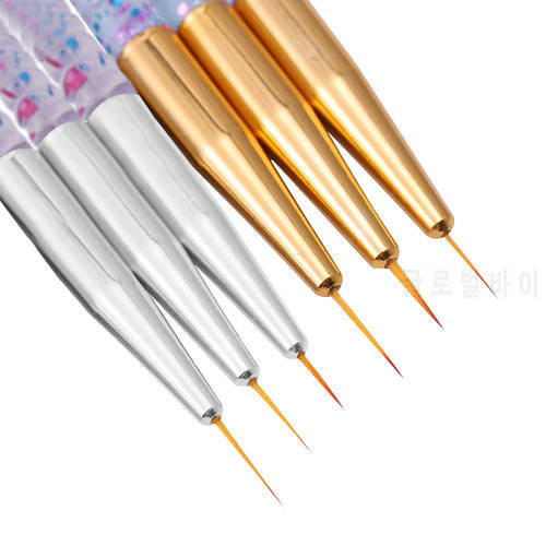 3Pcs Gradient Crystal Rod Painting Pen Acrylic Stripe Nail Eyeliner Pen Set 3D Line Drawing Tips Nail Art Tool