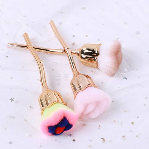 Flower Nail Brush for Manicure Rose Nail Art Brush Nail Accesories Tools Beauty Blush Brush Popular Round Dust Cleaning Brushes