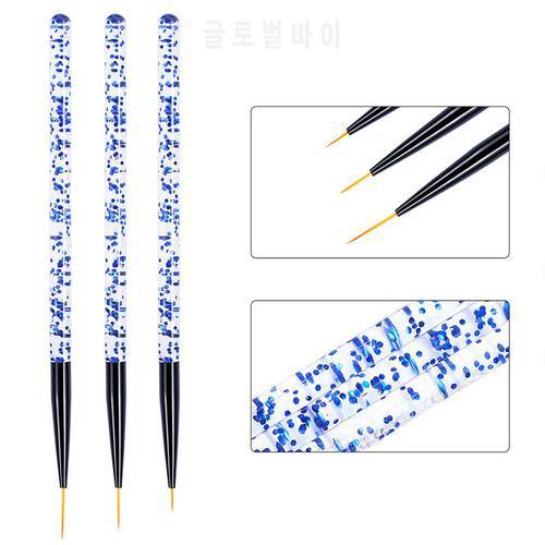 3pcs/set 3D Tips Acrylic UV Gel Brushes Drawing Nail Art Line Painting Pen Crystal Liner Glitter French Design Manicure Tool