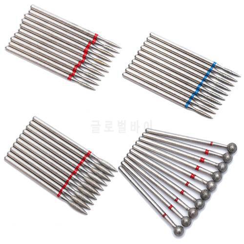 10pc/Set Diamond Nail Drill Bit Electric Milling Cutters for Pedicure Manicure Files Cuticle Burr Tool Nail Accessories