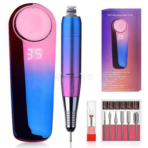 Professional Rechargeable 35000RPM Nail Drill Machine Electric Nail File For Acrylic,Gel,Manicure Pedicure Polishing Shape Tools