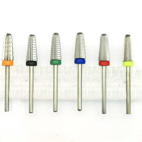 New 5in1 Tapered Safety Carbide Nail Drill Bits With Cut Drills Carbide Milling Cutter Manicure Remove Gel Nails Accessories