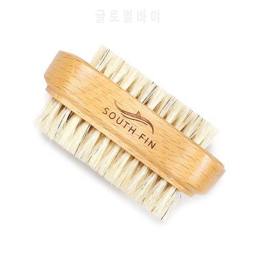 Double Sides Brushes Nail Cleaning Brush with Wooden Handle Natural Bristles Manicure Pedicure Tool Scrubbing Brush