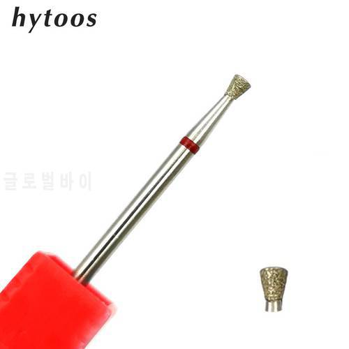 HYTOOS Inverted Cone Nail Drill Bits Fine Diamond Cuticle Clean Burr Russian Mills Electric Manicure Drills Nails Accessories