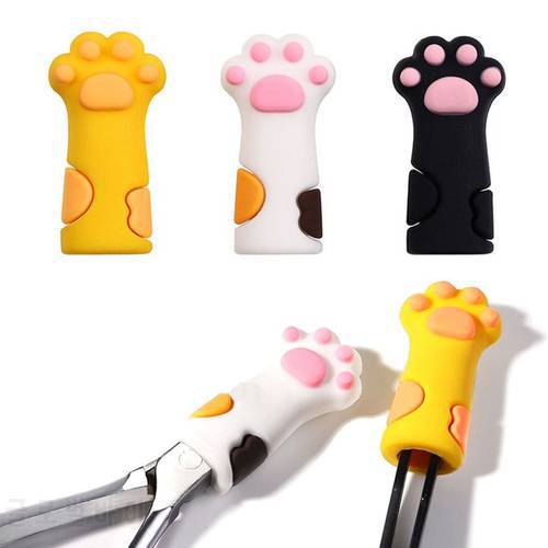 Cute Cat Paw Silicone Nipper Cover Protective Sleeve for Nail Cuticle Scissors Manicure Pedicure Tools Dead Skin Tweezers Cap