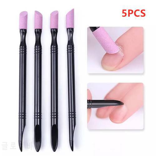 5pcs Double-End Quartz Nail Cuticle Hangnails Remover Dead Skin Pusher Trimmer Manicure Nail Art Tool Grinding Rods Tools