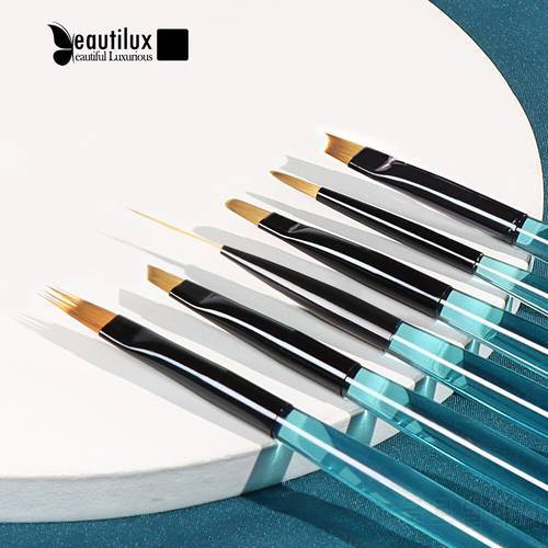 Beautilux Blue Crystal Nail Brush Nails Art Design Liner Acrylic French Nails Extension Gel Brushes Supplies for Professionals