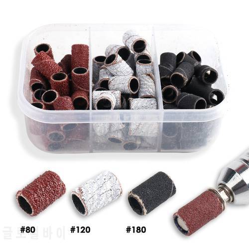 100/70pc Nails Sander Cutters For Manicure 80/180 Grit Nail File Sanding Buffer Caps Drill Bit Polishing Accessories Tool BE1990