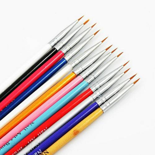 12 Pcs Colorful Nail Art Design Brush Pen Fine Details Tips Drawing Paint Set For Fine Liner Tips Dotting Tools