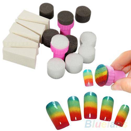 hot 1 Set Women&39s Nail Designs Art Kits Sponge Stamper Shade Transfer Template Polish Manicure Tool Nail Brushes