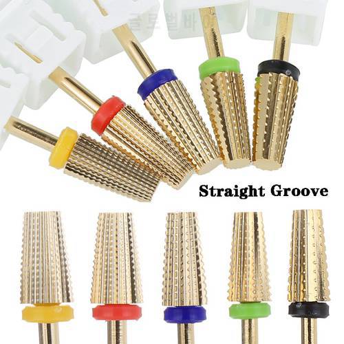 Straight Groove 5 in 1 Carbide Nail Drill Bits 3/32&39&39 Milling Cutter With Cut Drills Carbide Manicure Remove Gel Nails Accessory