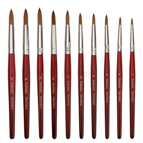 20% Kolinsky Acrylic Brushes Kits Liquid Nail Extend Art Tool Pen Natural Red Wool Handle Mink Artificial Hair Mixed