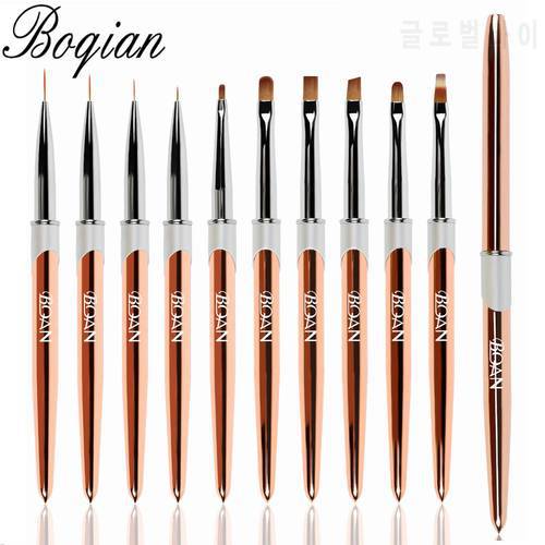 BQAN Rose Gold Handle UV Gel Nail Brush Liner Painting Pen Acrylic Drawing Brush for Nails Nail Art Tool Nail Pen