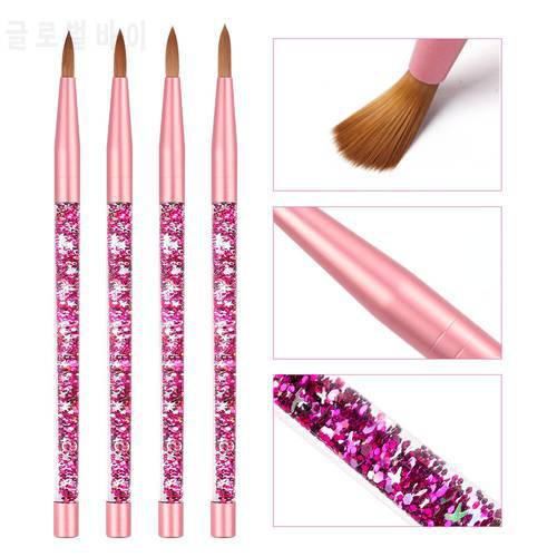Crystal Acrylic Nail Art Brush UV Gel Carving Pen Brush Glitter Liquid Handle Gel Builder Manicure Brush Drawing Tools Size
