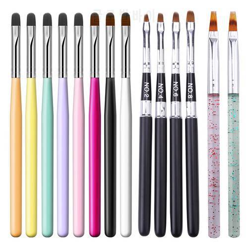 New 1pc Profession Nail Art Painting Brush Acrylic UV Gel Extension Builder Coating Drawing Pen DIY Carved Flowers Manicure Tool