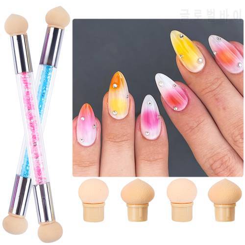 Double Head Sponge Pen Gradient Nail Art Brush Airbrush Tools Gel Polish Ombre Design Brushes For Manicure Nail Supplies NT945