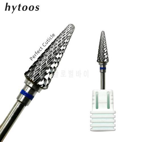 HYTOOS Perfect Cone Cuticle Bit 3/32 Carbide Nail Drill Bits Milling Cutter for Manicure Electric Drills Nails Accessories Tool