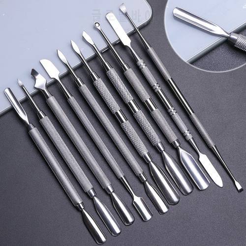 10 Type Double-sides Stainless Steel Nail Art Pusher Manicure Cutter Cuticle Nail Pedicure Care Dead Skin Trimmer Tool LY34-43