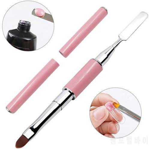 2Pcs 2 In 1 Nail Art Brush Gel Manicure Nail Tool Nail Brushes Stainless Steel UV Acrylic Nails Extension Professional