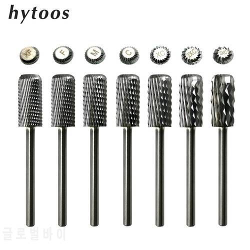 HYTOOS Barrel Carbide Nail Drill Bit Rotary Burrs Reversed Chip Removal Bits Milling Cutter For Manicure Nails Accessories Tool