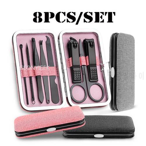 8 Piece Nail Manicure Set Suit Scissors Steel Stainless Pedicure Tool File Care Travel Hygiene Kit Nail Trimmer Cutter Tool Set