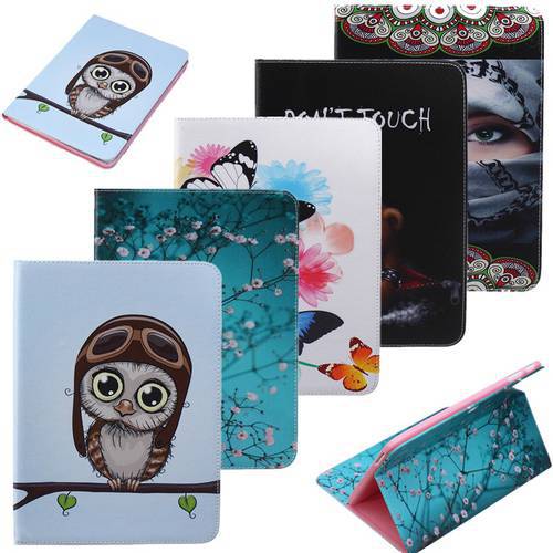Fashion PU Leather Flip Case For Apple iPad Mini 4 Case Stand Cover Case With Card Holder Flowers Print Cover Protector Film