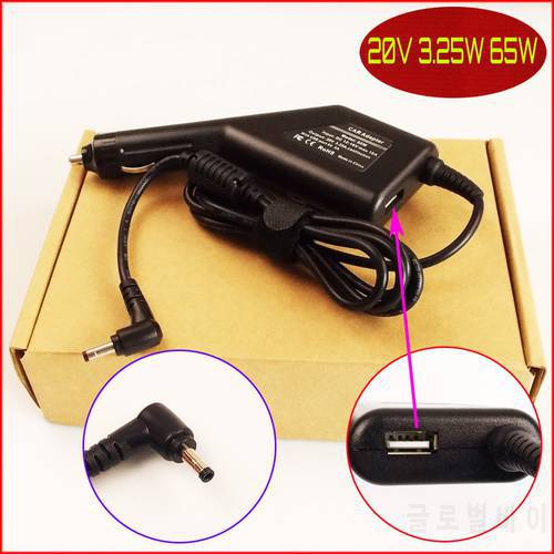 Laptop DC Power Car Adapter Charger 20V 3.25A + USB For Lenovo Ideapad 710S-13 710-11ISK 80TX Miix 510-12ISK 80U1 P/N:GX20L29355