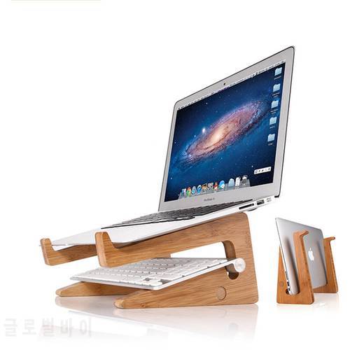 Increase Height Cooling Bamboo Laptop PC Stand for Macbook Air Pro Retina Vertical Base Bracket for 15Inch Notebook PC Ergonomic