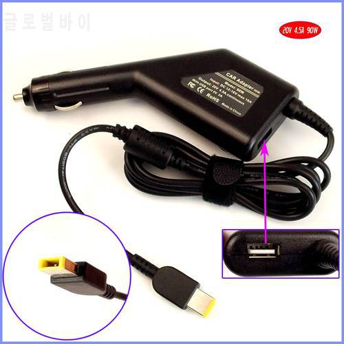 20V 4.5A Laptop Car DC Adapter Charger +USB for Lenovo Thinkpad Edge E560P,Ideapad Flex 3-15 ,E570 L540 T440p T460p V510-15IKB