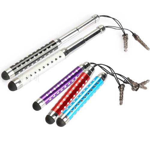 Portability Retractable 3-tier Capacitive Touchsreen Stylus Pen Styluses With Rhinestone For iPad Tablets