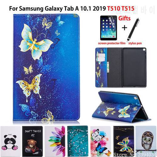 Case For Samsung Galaxy Tab A 10.1 2019 T510 T515 SM-T510 SM-T515 Cover Funda Tablet Fashion painted Stand Shell +Film+Pen