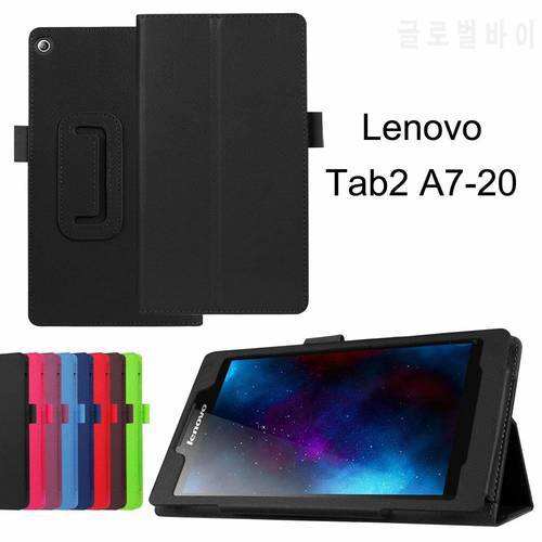 For Lenovo TAB2 7inch A7-10f A7-20f Tablet Case Glass Funda for Lenovo Tab 2 A7-10 A7-20 Case Folding Stand litchi Leather Cover