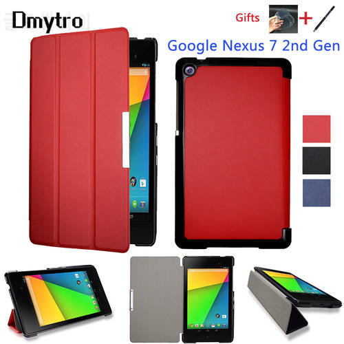 PU Leather Folding Folio Case For Google Nexus 7 FHD 2nd (2nd Gen.2013) Flip Tablet Cover Case with Stand Auto Sleep/Wake