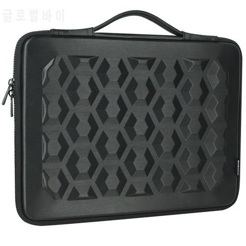 DOMISO 10 13 14 15.6 Laptop Sleeve Bag Hard Shell PU Leather Portable Shockproof Waterproof Business Zipper Travel Case