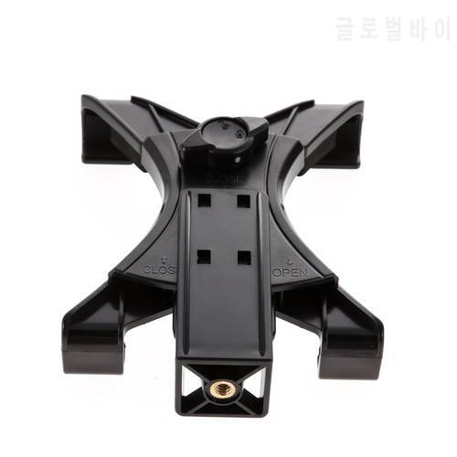 Universal Tablet Tripod Support Plastic Mount Clip Clamp Holder Bracket 1/4 inch Thread Adapter For 7-10.1 iPad Black