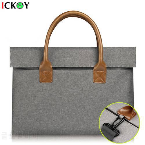 Business Laptop Briefcase Bag PU Soft Handel with Shoulder Strap Nylon Messager Bags 15 14 13 inch