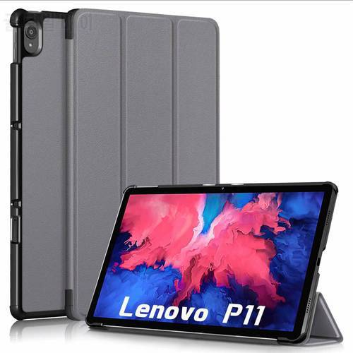 30PCS/Lot Luxury Folio Stand PU Cover For Lenovo Tab P11 TB-J606F 11inch Tablet Protectors Skin Slim Leather Case