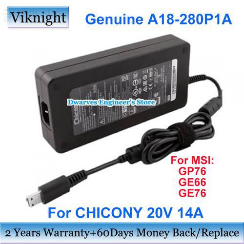 Genuine CHICONY A18-280P1A 20V 14A AC Adapter Power Supply For MSI GP76 GE66 GE76 For CLEVO X170SMG Gaming Laptop Charger