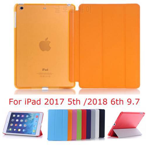 Slim Coque for iPad 2018 2017 9.7 iPad 5 6th Case Flip A1822 A1893 Stand Transparent PVC Stand Funda for iPad 2018 9.7&39&39 Cover